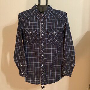RANDOM ACCESS MEN'S LONG SLEEVE WESTERN PLAID SHIRT-SIZE LARGE-NWT